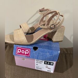 Pop Womens Zymic Heeled Sandals- Natural Size 9.5 - NEW